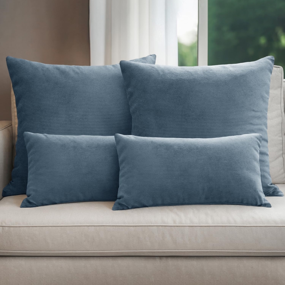 Selfitex Dekokissen 4er Set Cord Kissen inkl. Füllkissen, 2x 50x50 & 2x 30x50, robuster Bezug mit satten Farben, weiches Füllkissen Bild 1