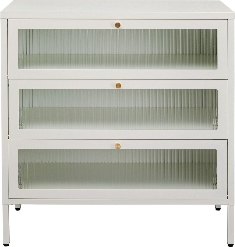 Kare Design Kommode Naxos, Weiß, Kommodenschrank, Aufbewahrung, Stahlgestell, mit 3 Ablagen, Schlafzimmer, Flur, 85 x 80 x 35 cm (H/B/T) Bild 1