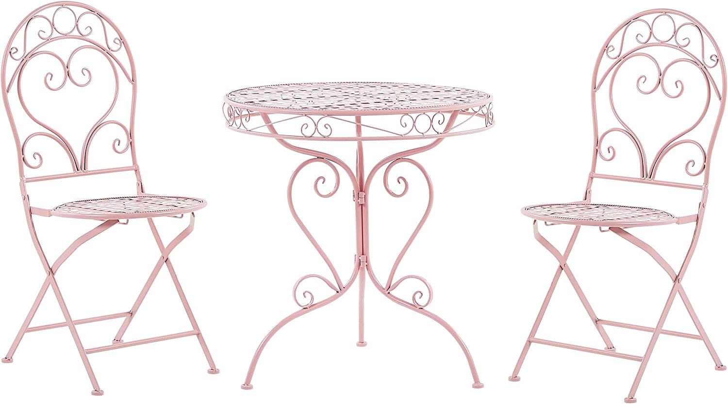 Bistro Set ALBINIA Metall Rosa Bild 1