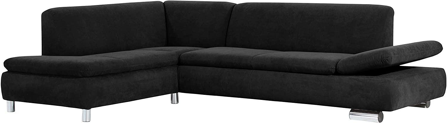 Terrence Ecksofa Veloursstoff Schwarz Metallfüße verchromt Bild 1