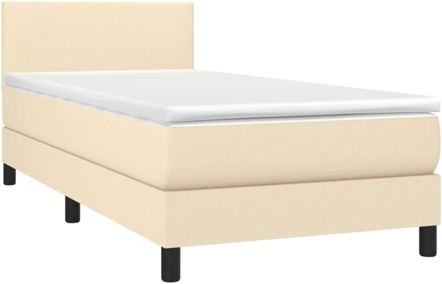 vidaXL Boxspringbett mit Matratze & LED Creme 100x200 cm Stoff 3132978 Bild 1