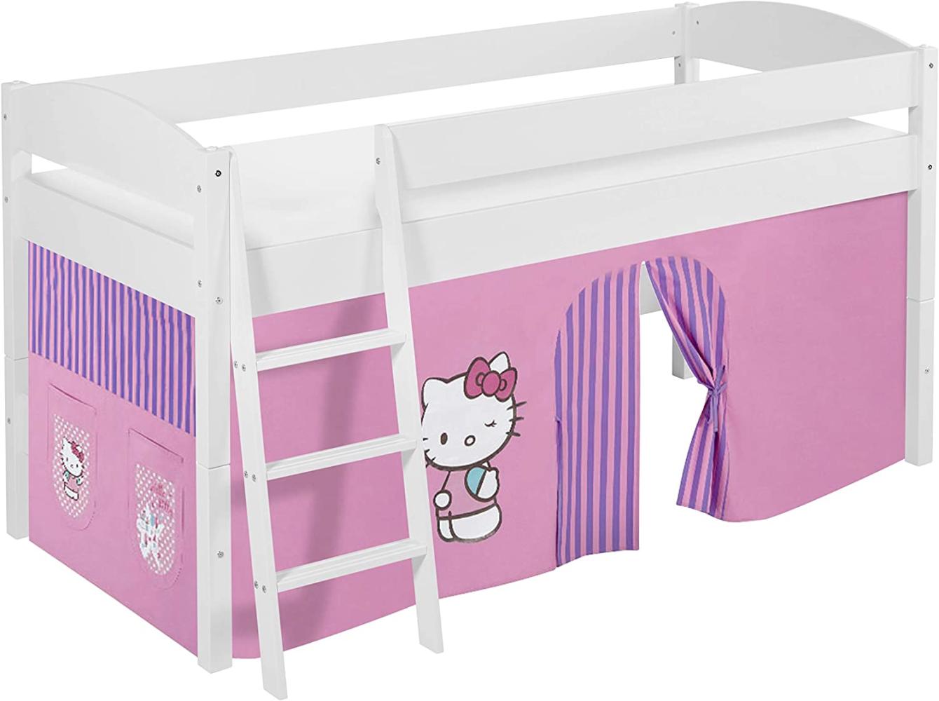 Lilokids 'Ida 4105' Spielbett 90 x 200 cm, Hello Kitty Lila, Kiefer massiv, mit Vorhang Bild 1