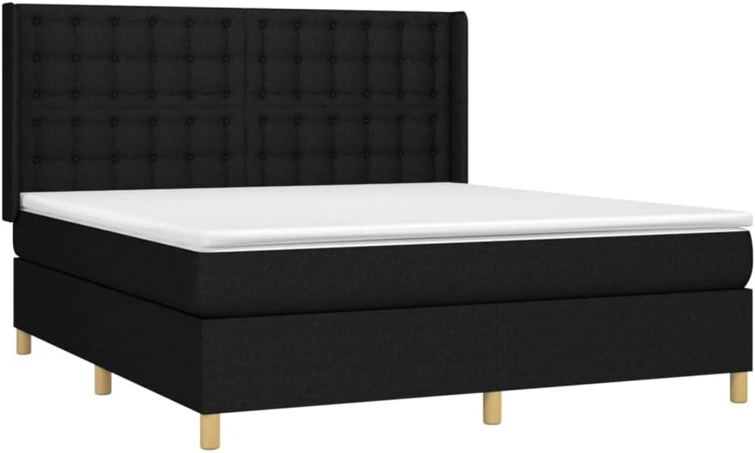 vidaXL Boxspringbett mit Matratze Schwarz 180x200 cm Stoff 3132331 Bild 1