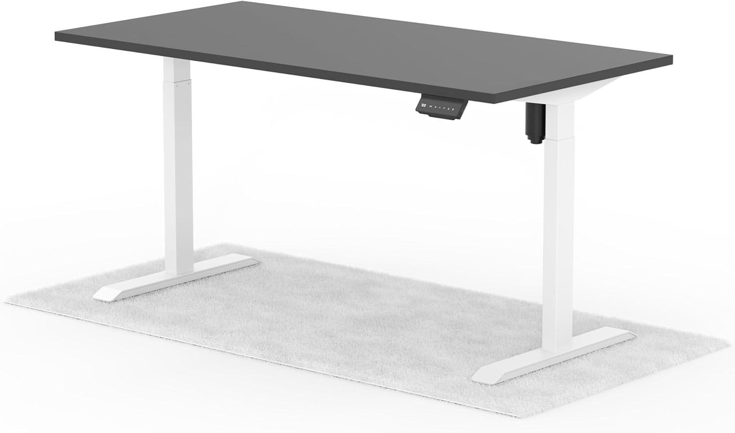 elektrisch höhenverstellbarer Schreibtisch ECO 160 x 80 cm - Gestell Weiss, Platte Anthrazit Bild 1