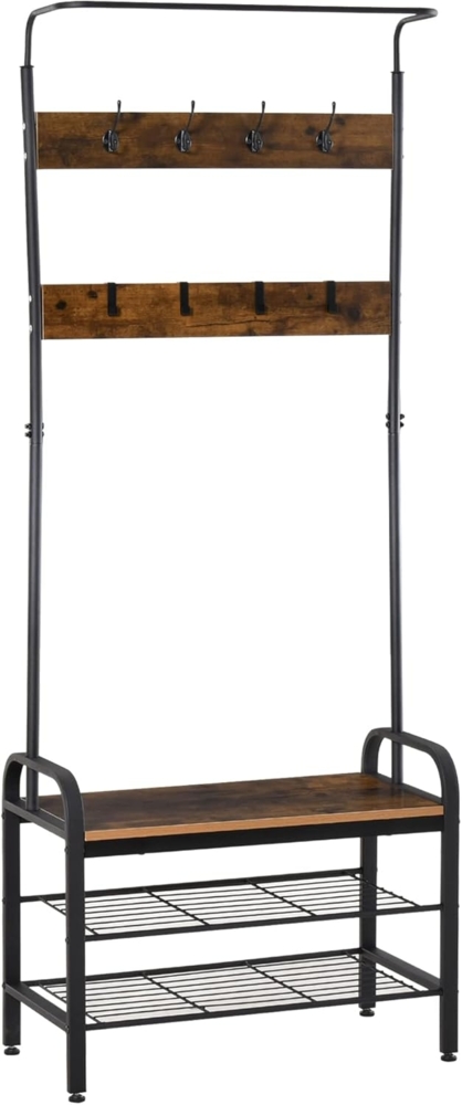 HOMCOM Garderobenständer Kleiderständer mit Schuhbank Bild 1