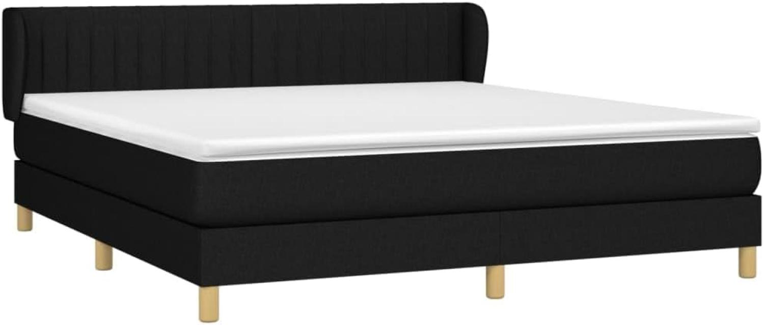 Doppelbett, Polsterbett mit Matratze Stoff Schwarz 180 x 200 cm Bild 1