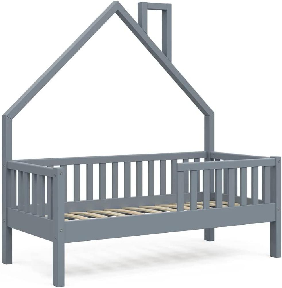 VitaliSpa Hausbett Kinderbett Spielbett Noemi 70x140 cm Anthrazit Rausfallschutz Bild 1