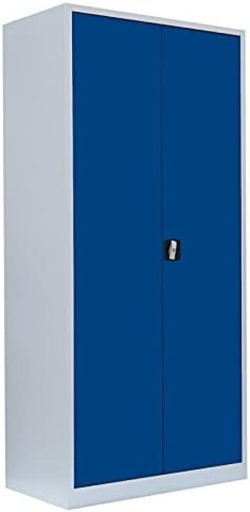 Stahl-Aktenschrank Metallschrank abschließbar Büroschrank Stahlschrank 195 x 92,5 x 50cm Lichtgrau/Blau 530351 Bild 1