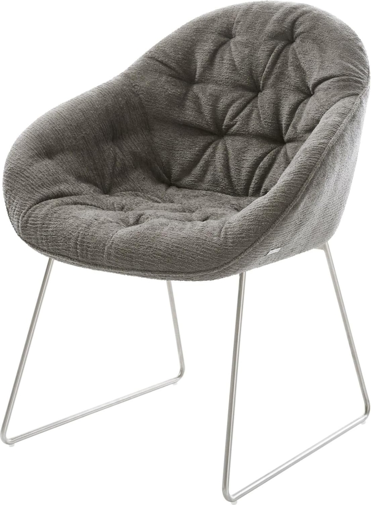 Esszimmerstuhl Gaio-Flex Bouclé Soft Schlamm Kufengestell Edelstahl Bild 1