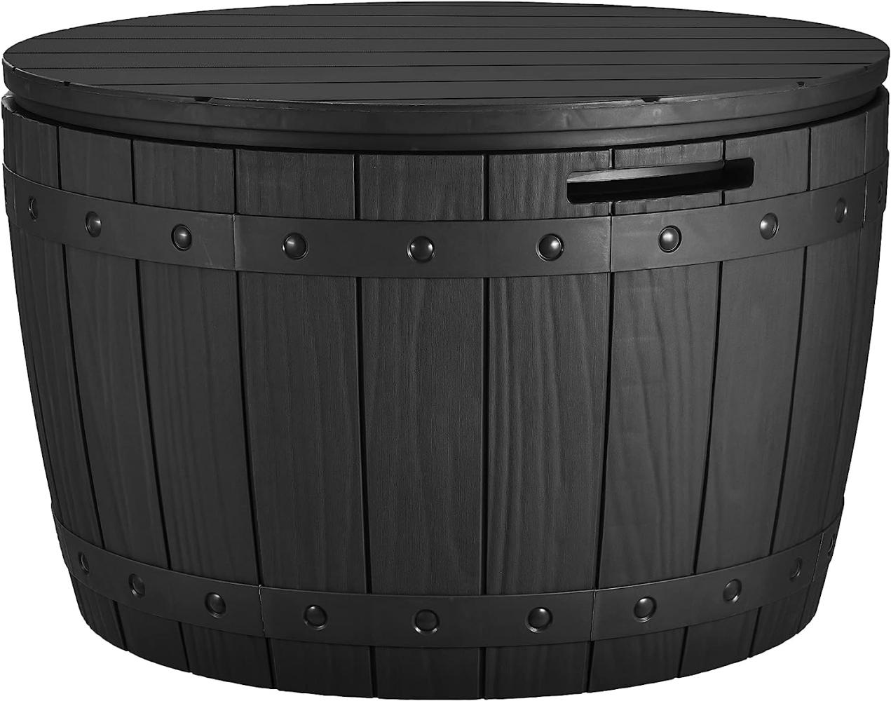 YITAHOME 127 Liter Kissenbox Wasserdicht, Abschließbarem Outdoor Gartenbox, Rund Garten Auflagenbox Wetterfest Garten Aufbewahrungsbox mit Seitengriffen für Gartengeräten Poolzubehör, Schwarz Bild 1