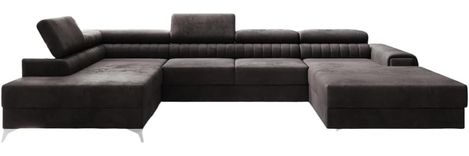 Designer Sofa Collina mit Schlaf- und Klappfunktion Samt Dunkelbraun Links Bild 1