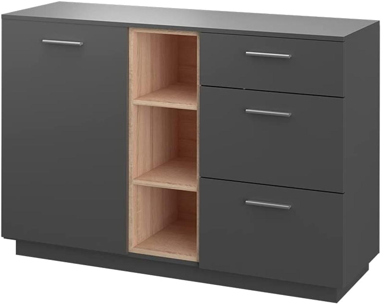 Vicco Kommode Highboard Anrichte Beatrice Anthrazit 3 Schubladen Sideboard Regal Bild 1