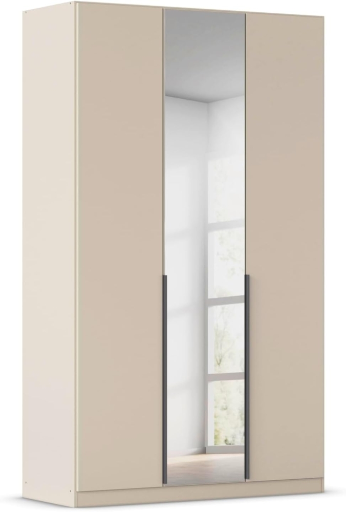 Rauch Möbel Alabama, Kleiderschrank, Garderobenschrank, 3-türig, Spiegel, Zubehör Classic, 2 Kleiderstangen, 7 Einlegeböden, Farbe Beige, Griff Grau metallic, 136 x 229 x 54 cm Bild 1