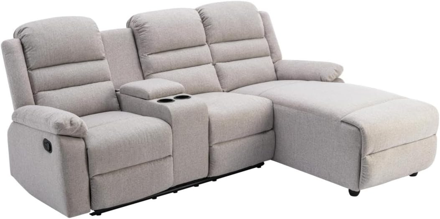 Vente-unique - Ecksofa Relaxsofa - Ecke Rechts - Stoff - Beige - MACEDONIA Bild 1