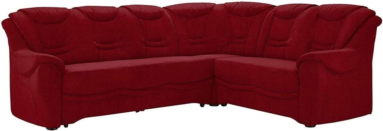 Cavadore Ecksofa Bansa mit Federkern / Polstercouch im klassischen Design / inkl. Bettfunktion / 265 x 94 x 215 / Mikrofaser Dunkelrot Bild 1