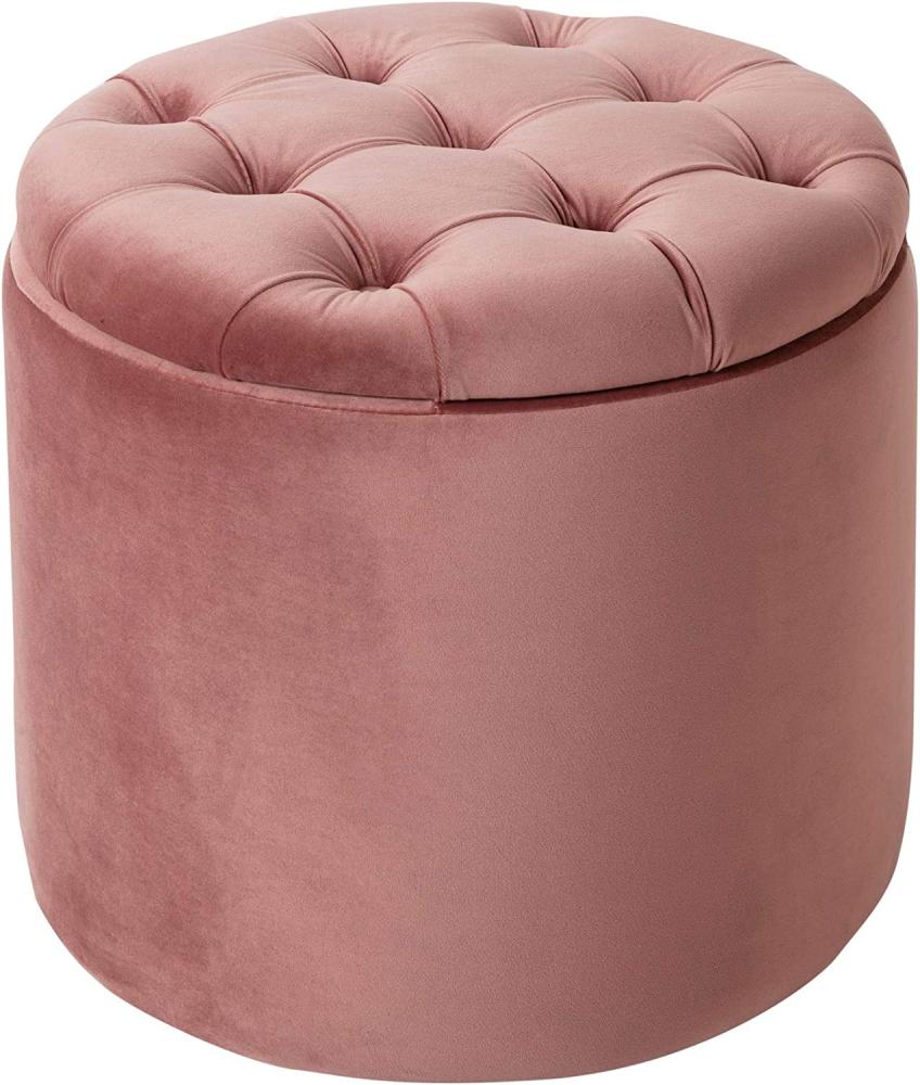 Eleganter Hocker MODERN BAROCK 50cm dunkelgrün Samt Couchtisch Tisch Aufbewahrungskorb Sitzhocker Bild 1