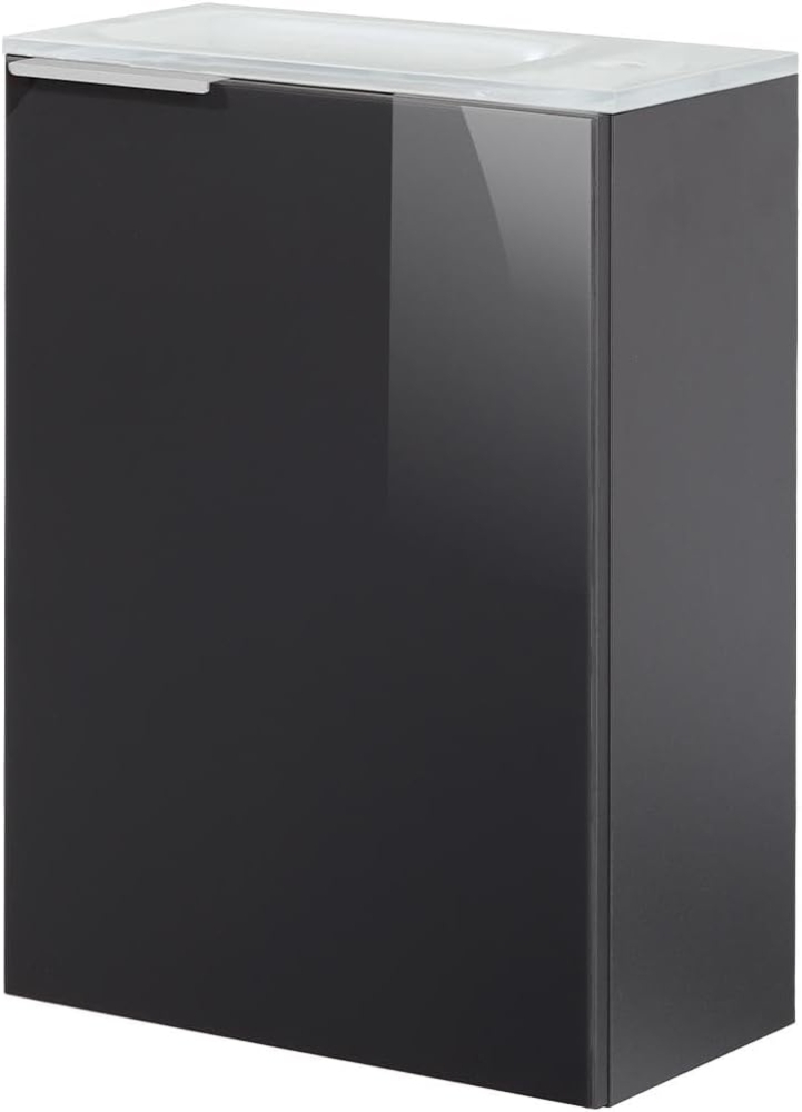 Fackelmann SBC KARA Gäste WC Set 3-teilig 45 cm, Anthrazit, rechts, Glas Weiß Bild 1