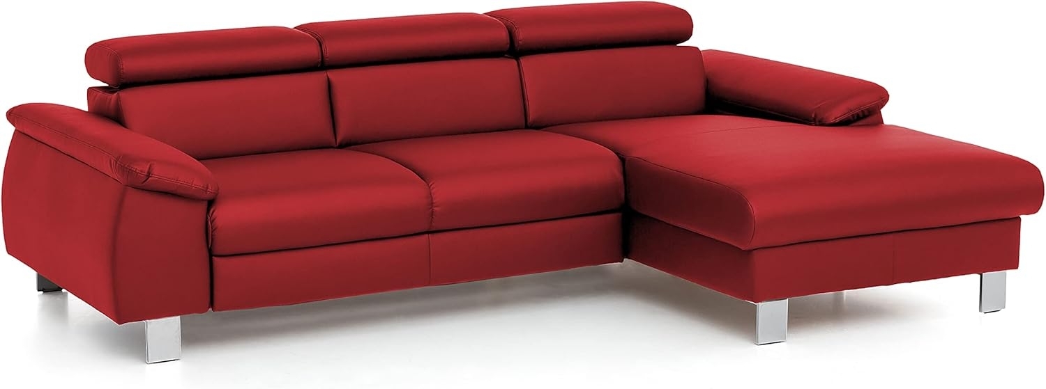 Mivano Ecksofa Micky mit Recamiere / L-Form-Sofa mit Schlaffunktion, Bettkasten und Kopfteilverstellung / 244 x 72 x 166 / Kunstleder, Rot Bild 1