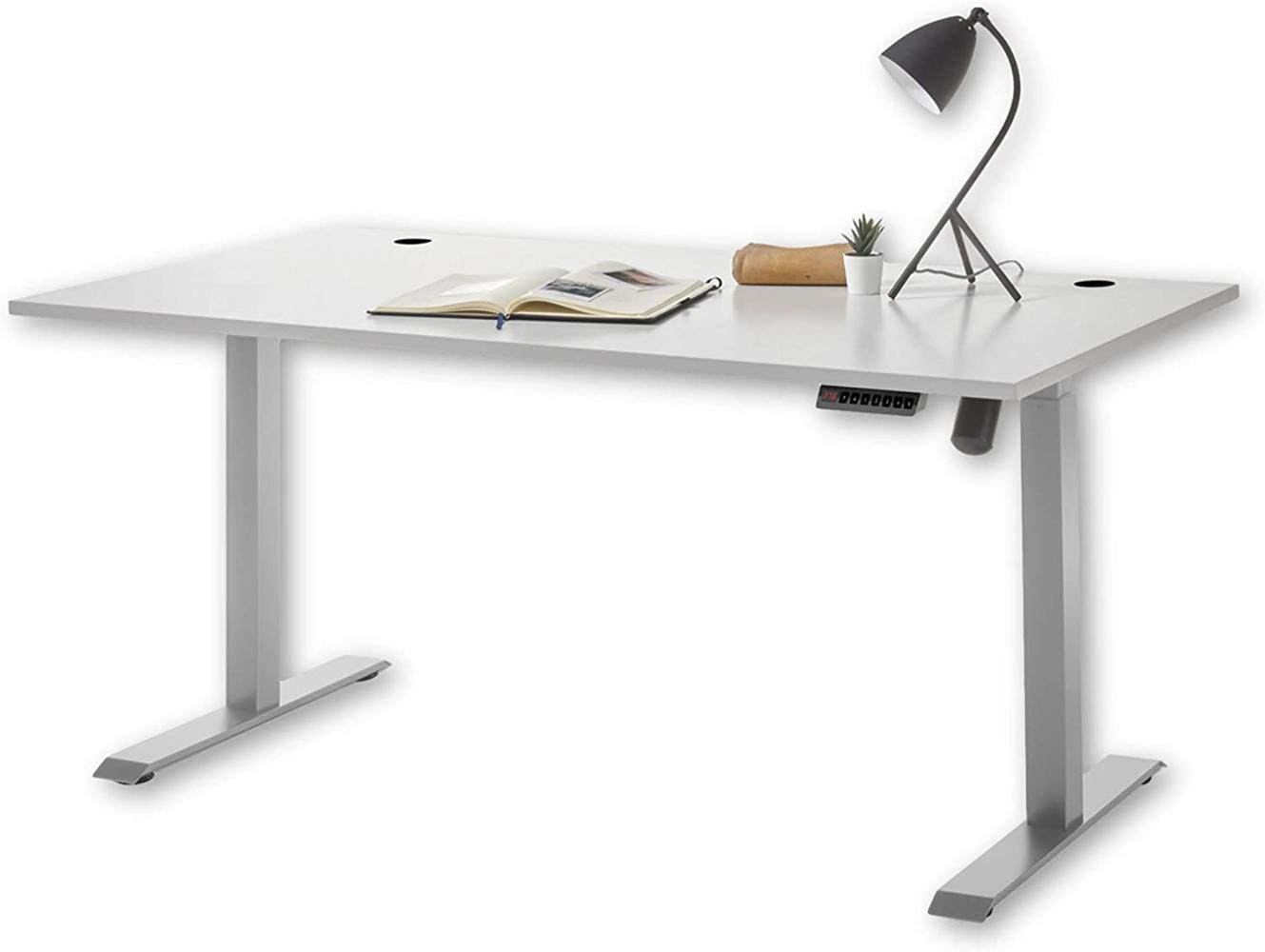 'Pronto' Schreibtisch höhenverstellbar, lichtgrau, 160x72-120x80 cm Bild 1