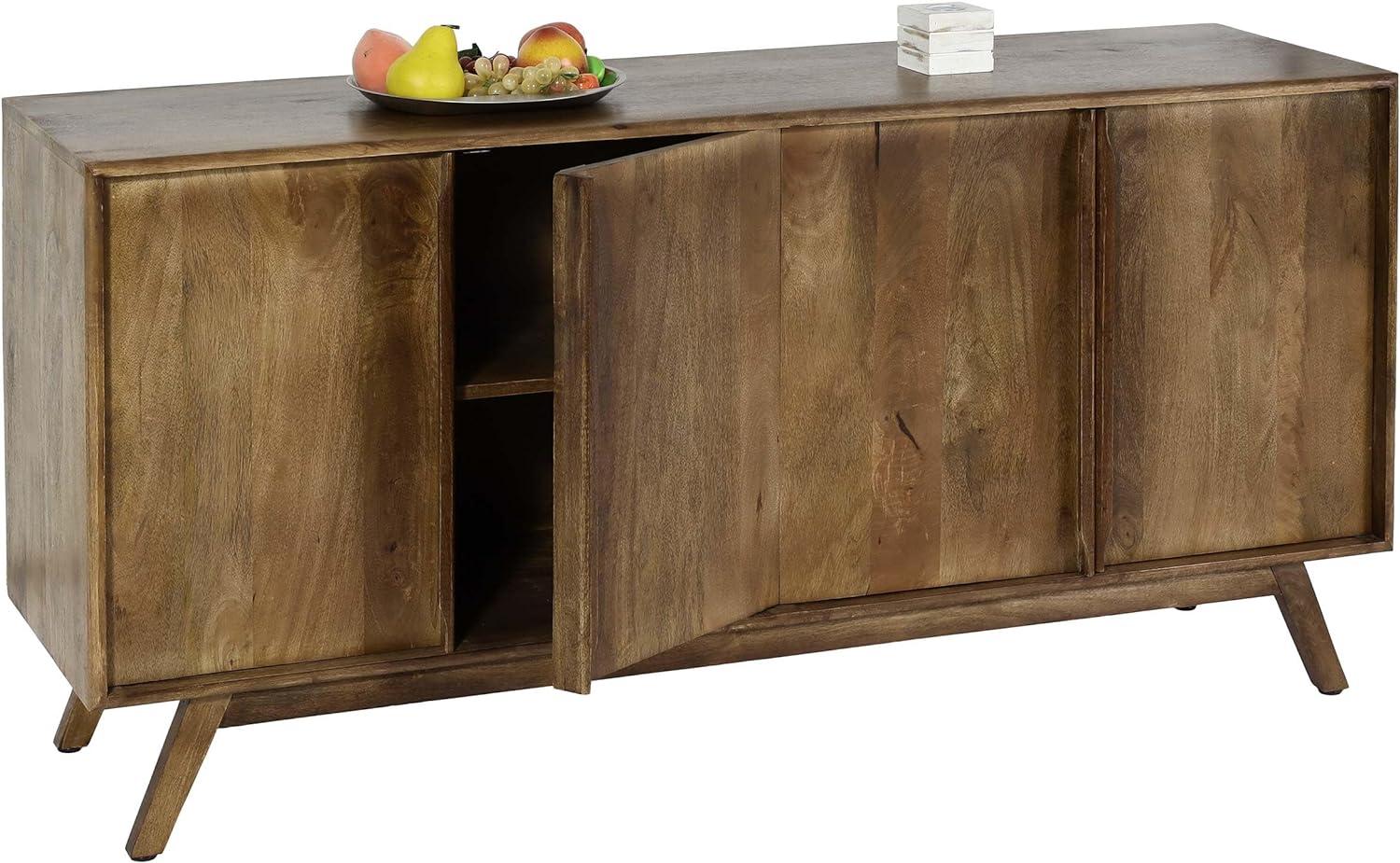 Sideboard HWC-L96, Kommode Schrank Anrichte, 4 Fächer und 4 Regalböden, Massiv-Holz Mango 72x146x43cm MVG, natur Bild 1