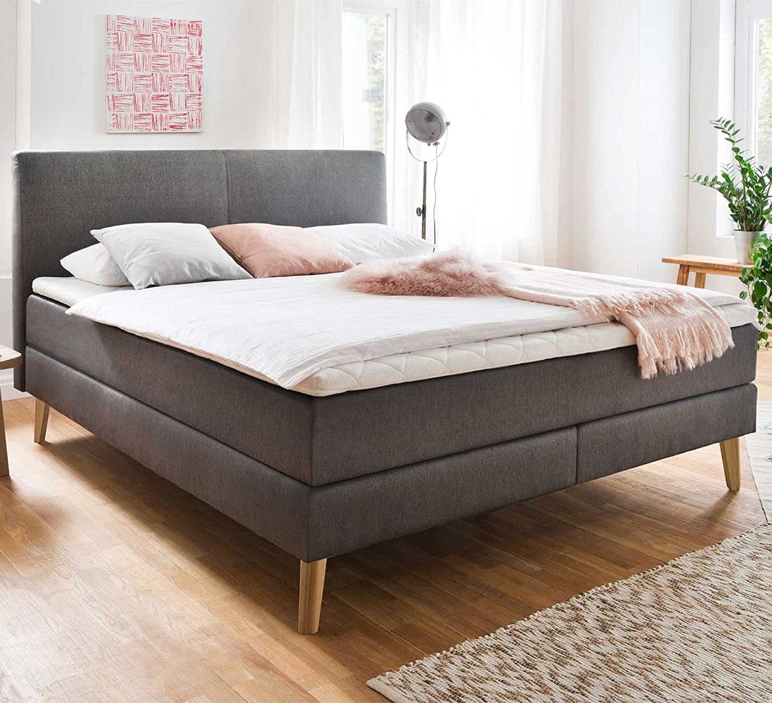 Boxspringbett Greta - Stoff Anthrazit H2&H3 180x200cm Bild 1