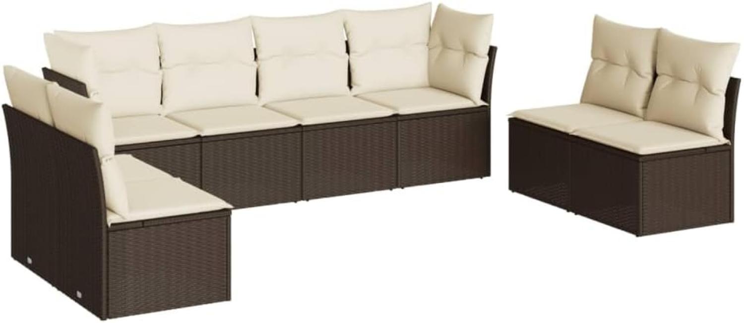 vidaXL 8-tlg. Garten-Sofagarnitur mit Kissen Braun Poly Rattan Bild 1