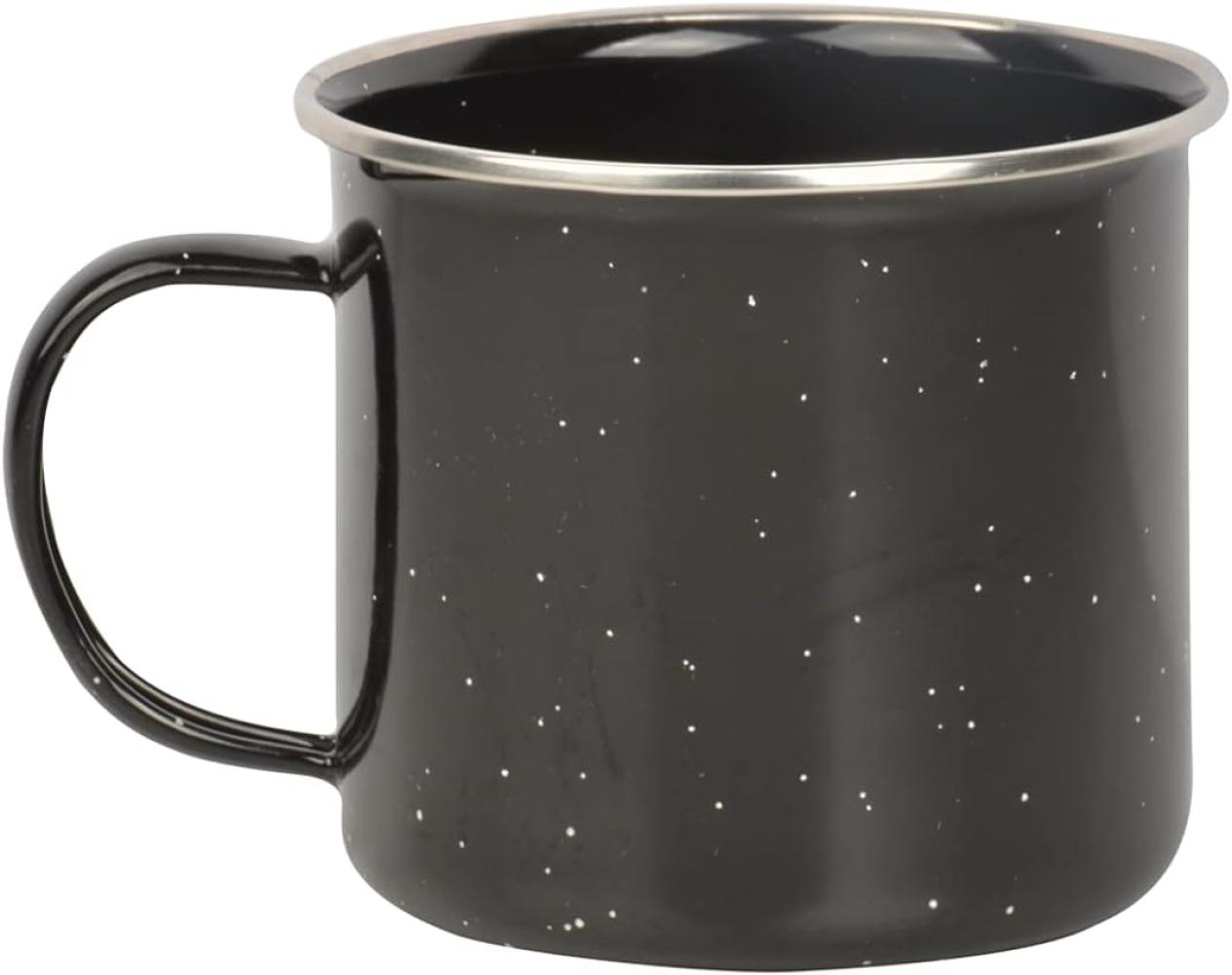 Esschert Design Emaille Becher, Tasse, in schwarz, Rand silbern, 13 x 10 x 8,7 cm Bild 1