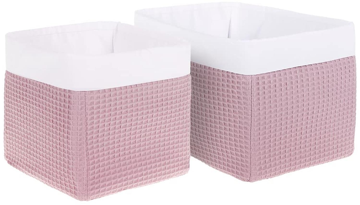 KraftKids Stoff-Körbchen in Waffel Piqué rosa, Aufbewahrungskorb für Kinderzimmer, Aufbewahrungsbox fürs Bad, Größe 20 x 20 x 20 cm Bild 1