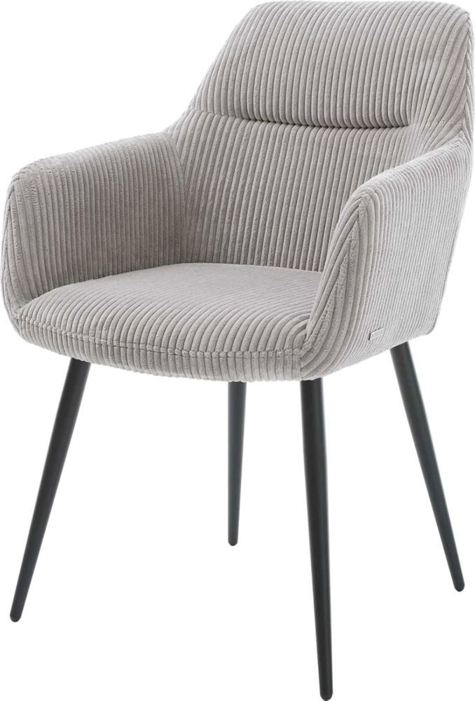 Esszimmerstuhl Pejo-Flex Cord Silbergrau 4-Fuß konisch Schwarz Taschenfederkern Bild 1