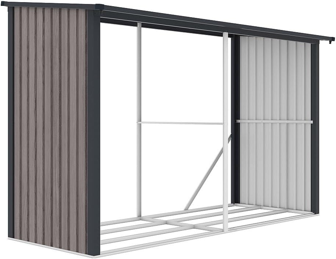 Vente-unique - Kaminholzregal aus verzinktem Stahl mit Holzeffekt - 8 Ster - 3,49 m3 - 302 x 119 x 190 cm - VARWOOD Bild 1