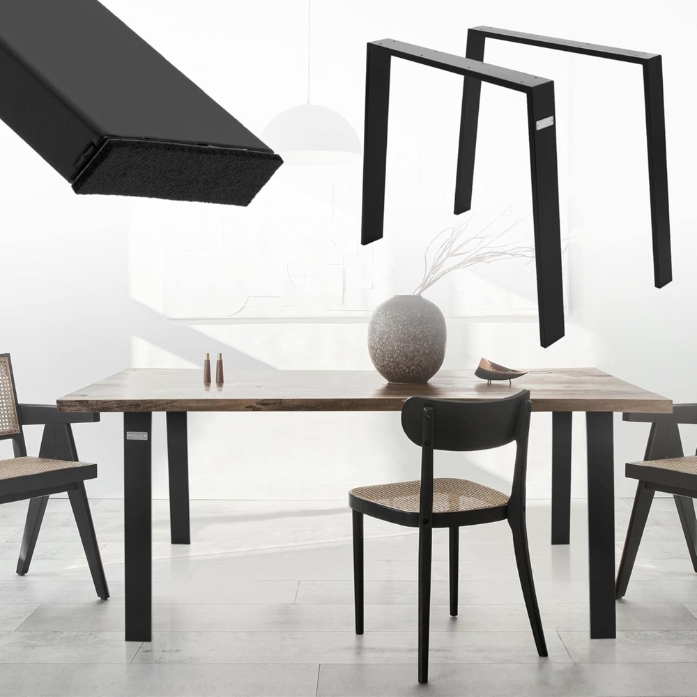 ML-DESIGN Tischbein Tischgestell Loft 2er Set aus Stahl Industriedesign U-Form, Tischkufen 75x72 cm Schwarz Profil 8x2cm Möbelfüße Bild 1