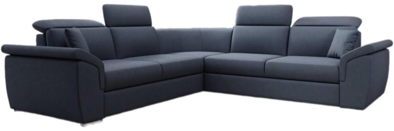 Designer Sofa Fernando mit Schlaffunktion und Stauraum Stoff Blau Bild 1