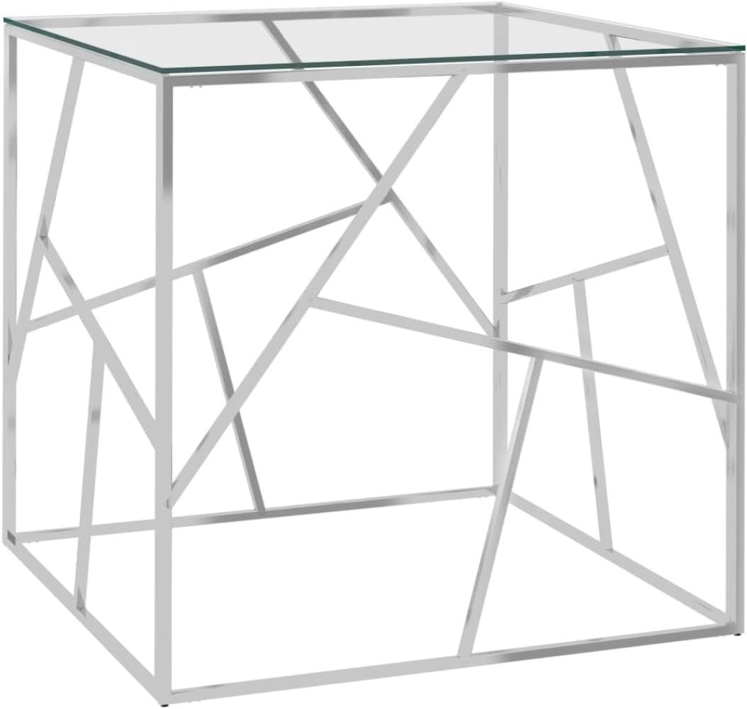 vidaXL Couchtisch Silbern 55 x 55 x 55 cm Edelstahl und Glas [289016] Bild 1