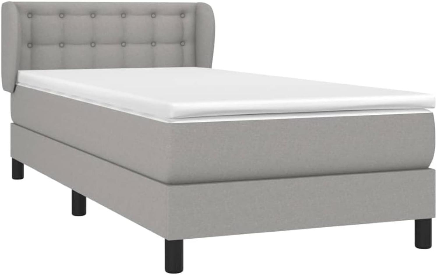 vidaXL Boxspringbett mit Matratze Hellgrau 100x200 cm Stoff 3126541 Bild 1