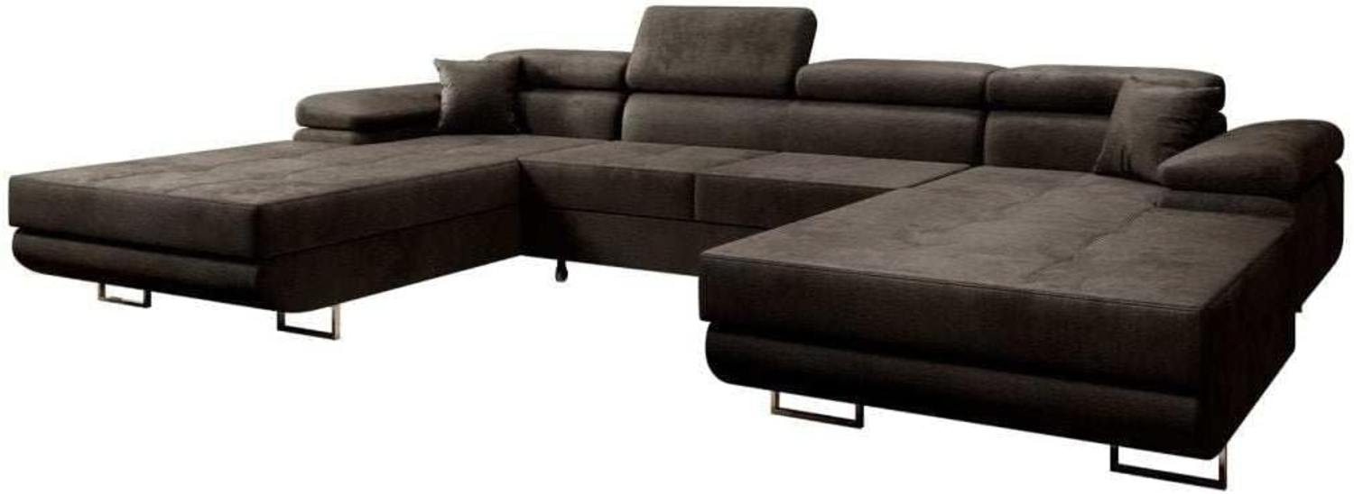 Designer Sofa Calvera U mit Schlaf- und Klappfunktion Dunkelbraun Bild 1