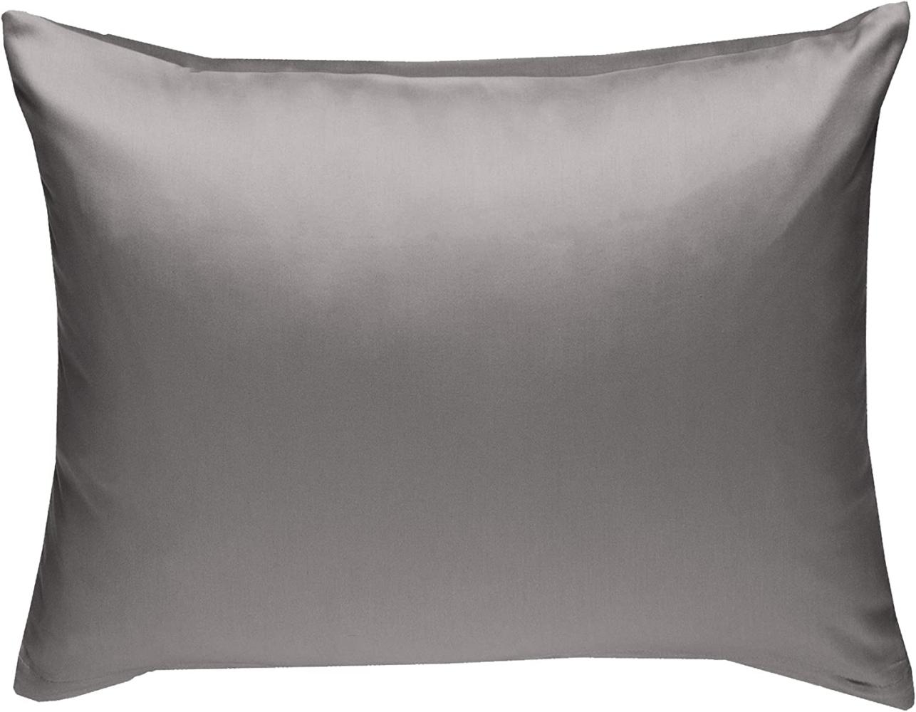 Bettwaesche-mit-Stil Mako-Satin / Baumwollsatin Bettwäsche uni / einfarbig dunkelgrau Kissenbezug 70x90 cm Bild 1