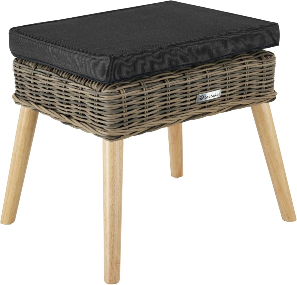 tectake Fußhocker Rattan-Fußbank, natürlich nachempfundenes Geflecht mit Aluminiumgestell Bild 1