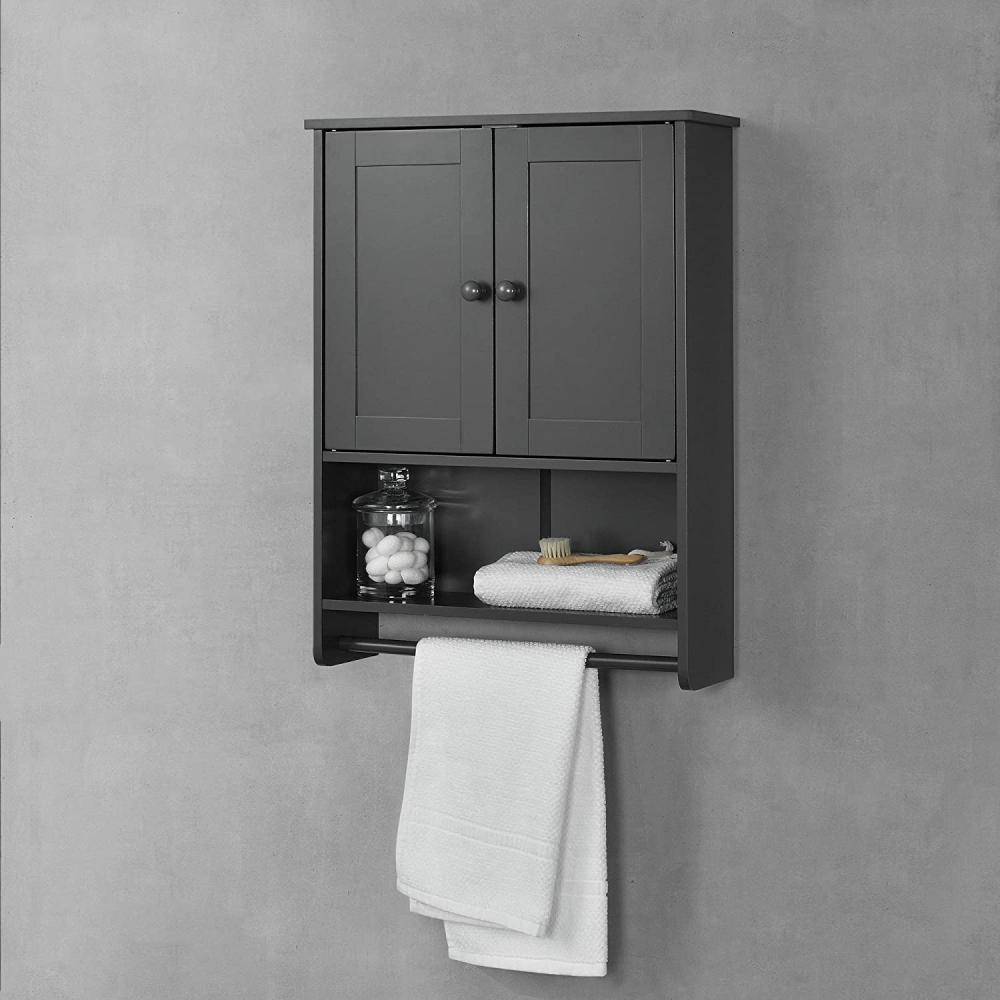 Badezimmerschrank Steyr 65x49x15 cm Dunkelgrau MDF en. casa Bild 1