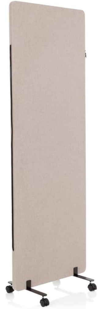 hjh OFFICE Mobile Akustik Trennwand einzeln 177 x 60 cm FLEXMIUT Stoff Taupe Raumteiler Mittelpanel mit Rollen & Gleiter 891003 Bild 1