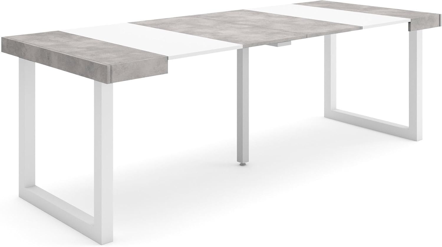 Skraut Home | Ausziehbarertisch | Multifunktionaler ausziehbarer | 220 | Für 10 Gäste | Massivholz Beine | Moderner Stil | Mattweiß und Zement Bild 1