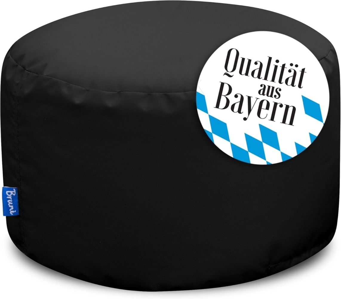 Bruni Pouf Sitzhocker L in Schwarz – runder Sitzpouf, Indoor und Outdoor als Fußhocker, Yoga-Sitzkissen, Meditationskissen geeignet Bild 1