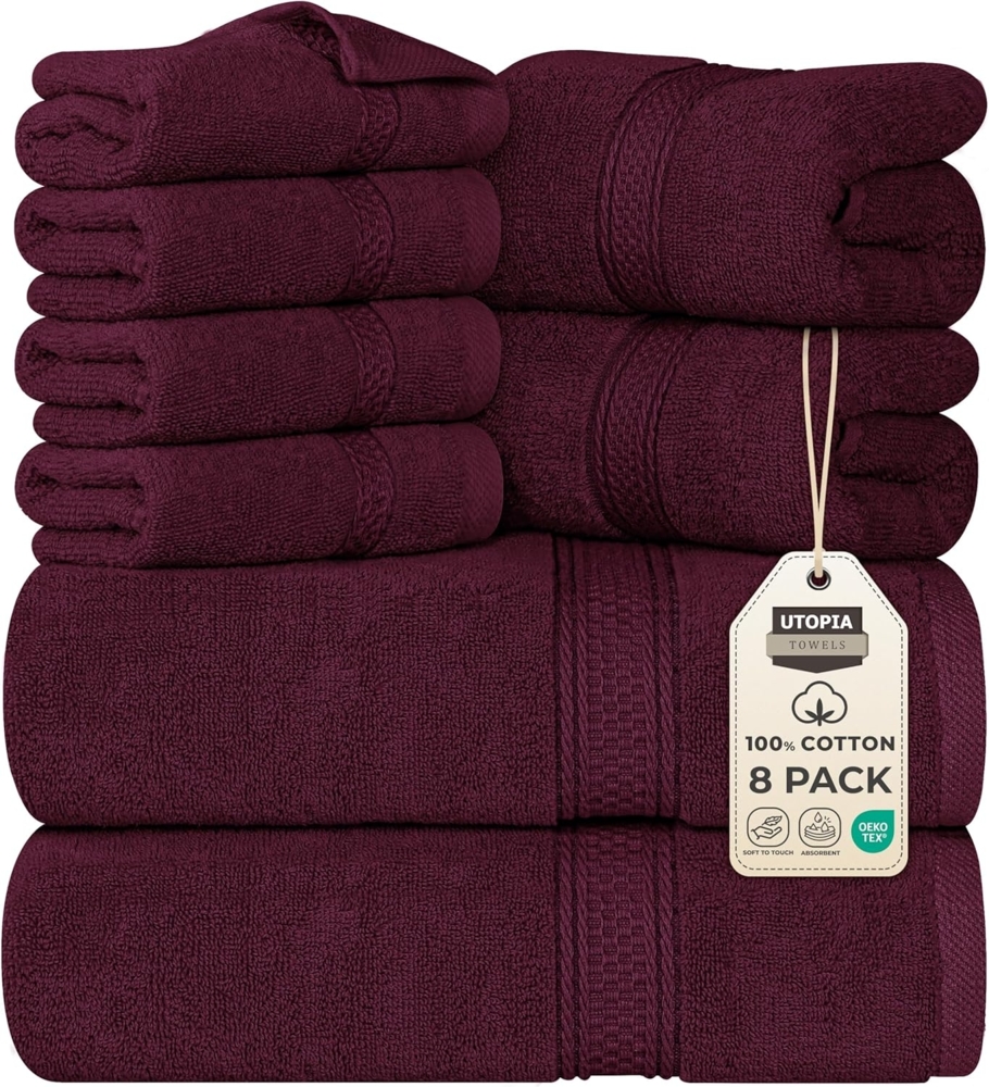 Utopia Towels 8-teiliges Handtuch-Set (Burgund) Bild 1