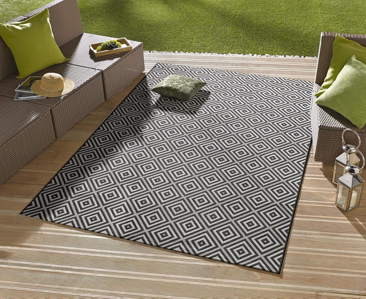 In- & Outdoor Teppich Karo schwarz/creme - 140x200x0,8cm Bild 1