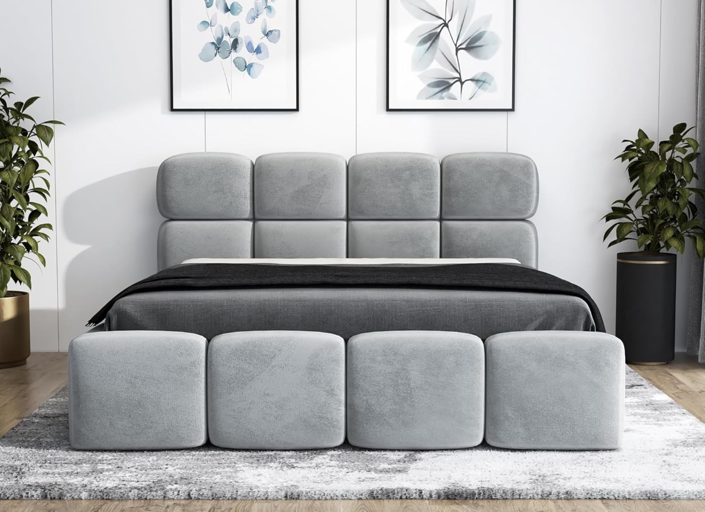 Polsterbett MONAKO 90x200 mit Matratze, Bettkasten und Lattenrost. Farbe: Silber 15 Bild 1