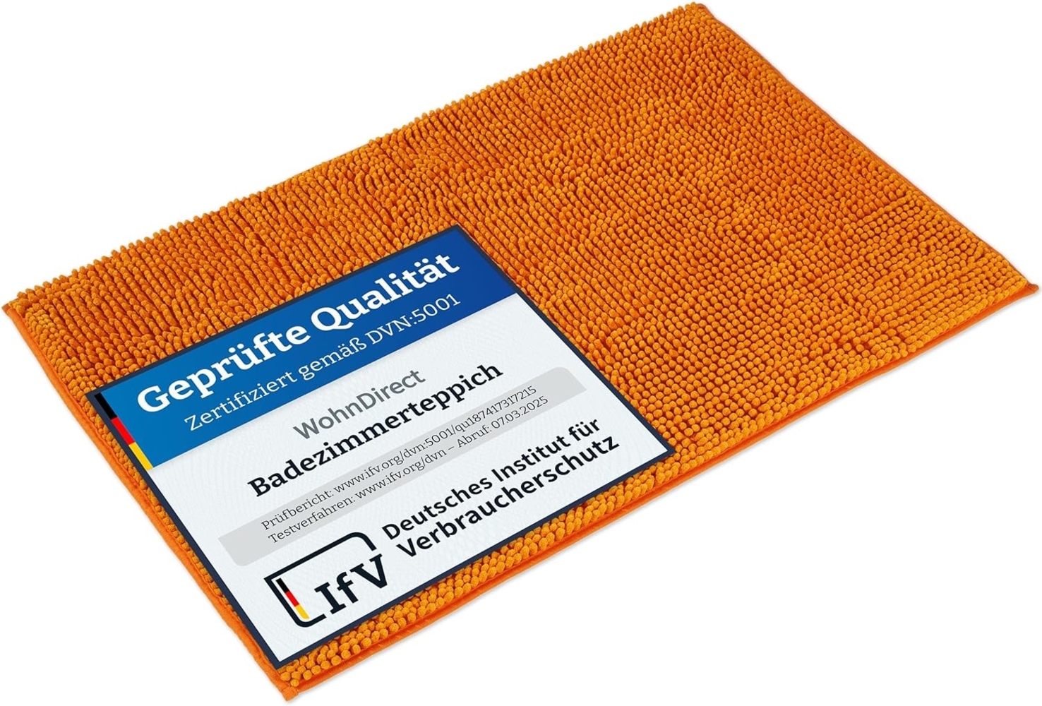 WohnDirect Badematte 70x120 cm | Orange - rutschfest & Waschbar - Badezimmerteppich zum Set kombinierbar, Badvorleger, WC Garnitur, Badteppich Bild 1