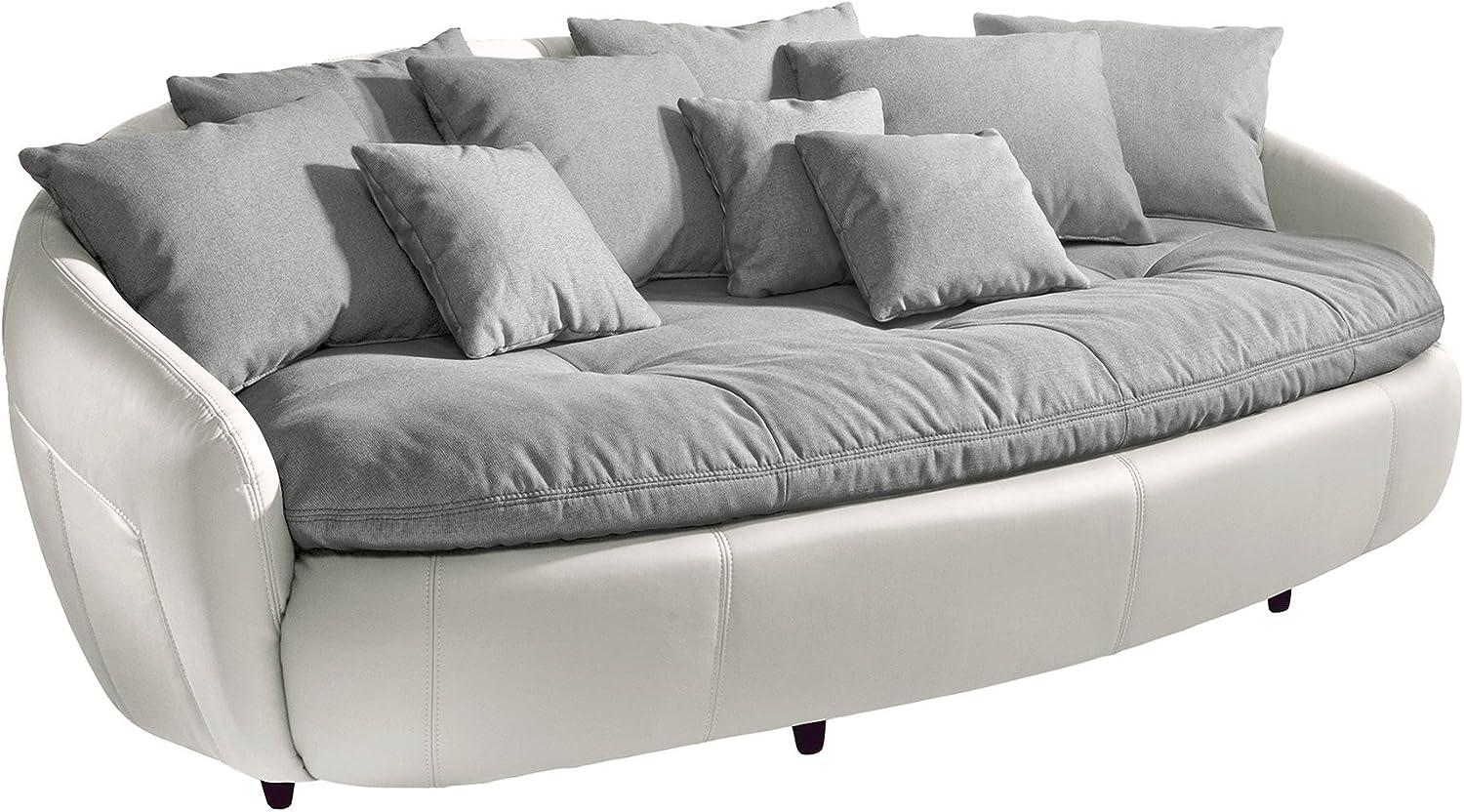 Mivano Megasofa Aruba / Großes Big Sofa mit Kissen / 238 x 80 x 140 / Materialmix Weiß-Grau Bild 1