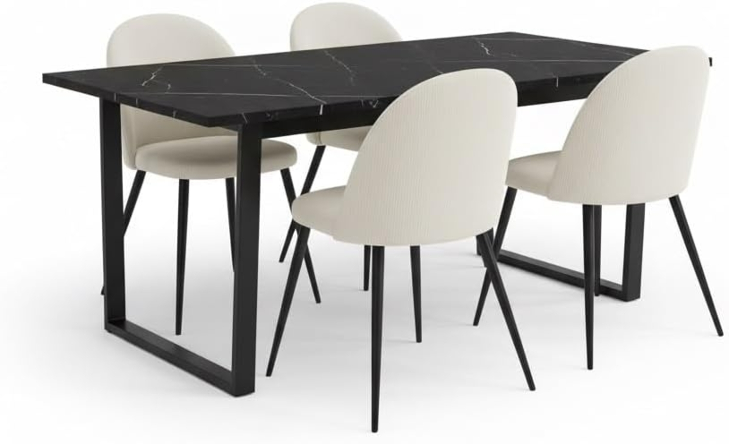 ebuy24 Essgruppe Tilst Essgruppe Esstisch mit schwarzem Marmordruck, (5-tlg) Bild 1