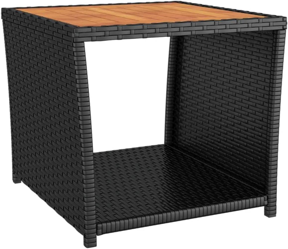 vidaXL Beistelltisch mit Holzplatte Schwarz Poly Rattan & Akazienholz 319558 Bild 1