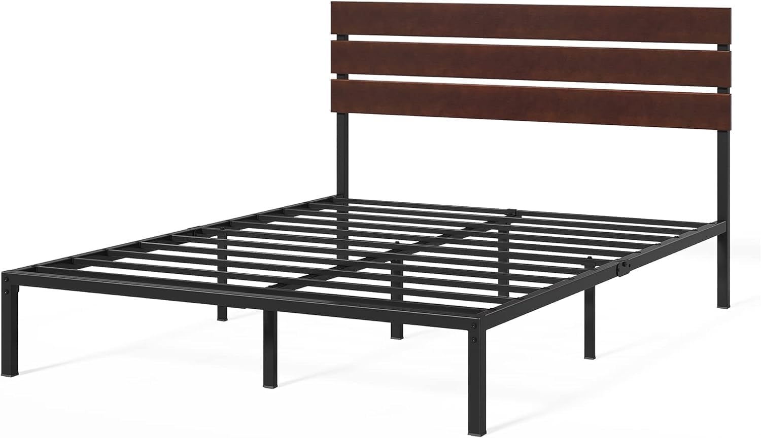 Zinus Figari Bett 140x200 cm - Höhe 31cm mit Stauraum unter dem Bett - Nachhaltiger Bambus- und Metall-Plattformbettrahmen mit Lattenkopfteil - Braun und Schwarz Bild 1