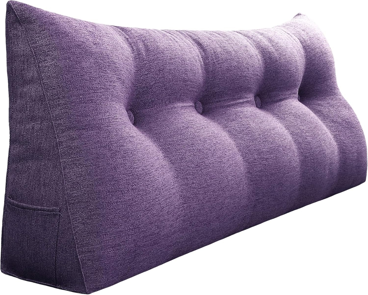 VERCART Großes Bettruhe Keilkissen, Lang Lesekissen, Dekoratives Kopfteilkissen, Dreieckiges Rückenkissen, Loungekissen für Tagesbett oder Couch, Leinenmischung Lavendel, 120cm Bild 1